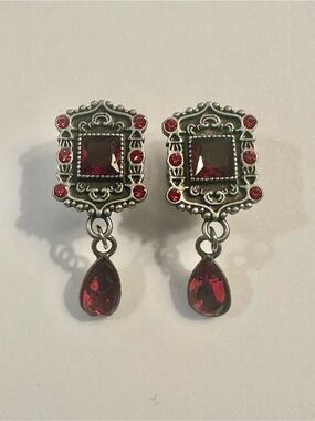 NIB Dangle Gauges Plugs 00g/10mm Red Teardrop Vintage Filigree Screwlets